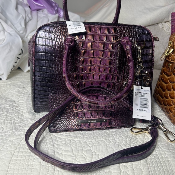 Brahmin Handbags - Brahmin Shimmering Purple Crocodile Satchel